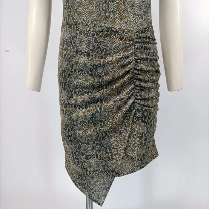 Robe courte imprimé serpent Cmt atelier taille 38 drapée col V manches courtes stretch A221 - photo numéro 7