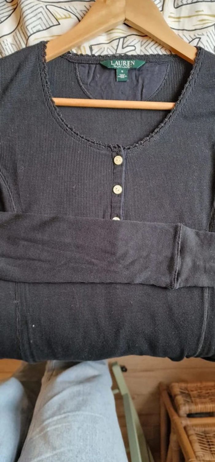 Robe mi longue noir en coton nid d'abeille Ralph Lauren taille S - photo numéro 12