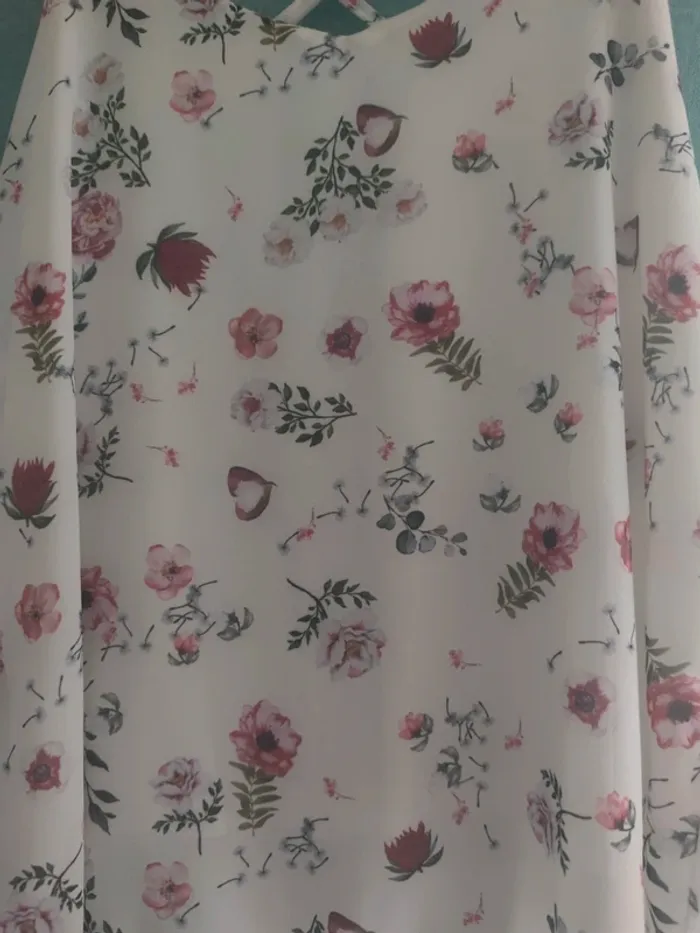 Chemisier à fleurs blanc - photo numéro 3