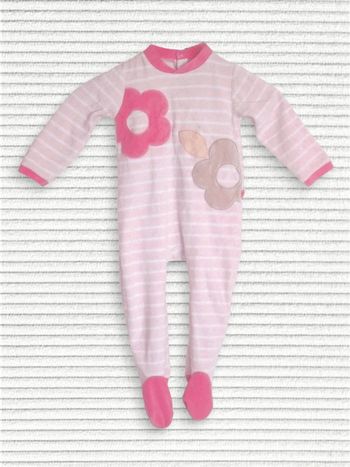 Pyjama velours grenouillère rose fleur rayé - 23 mois
