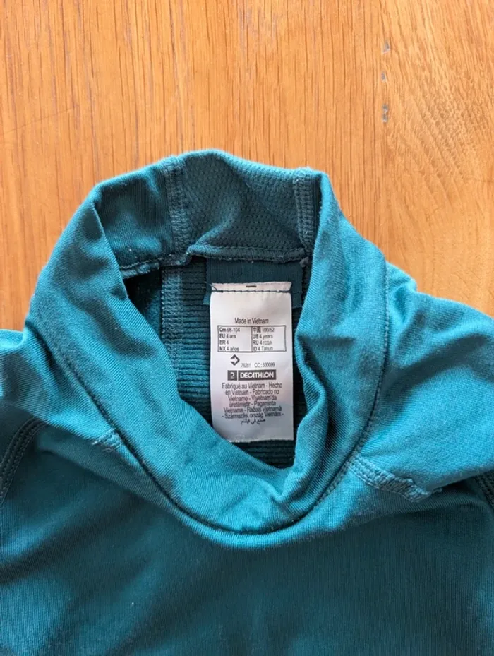 Sous pull, sous vêtement thermique Decathlon, 4 ans vert : ski, raquette, luge - photo numéro 2