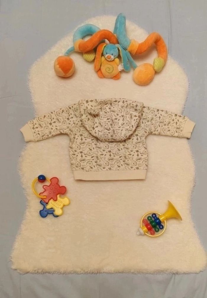 Gilet molletonné à zip et capuche "Dinosaures" T. 1-3 mois La Redoute Création - Cocoon - photo numéro 6