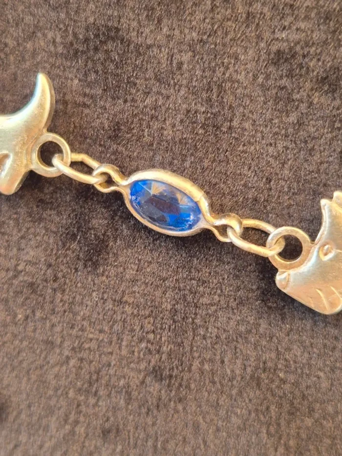 Bracelet en argent 19cm , petits chiens et pierres bleues - photo numéro 4