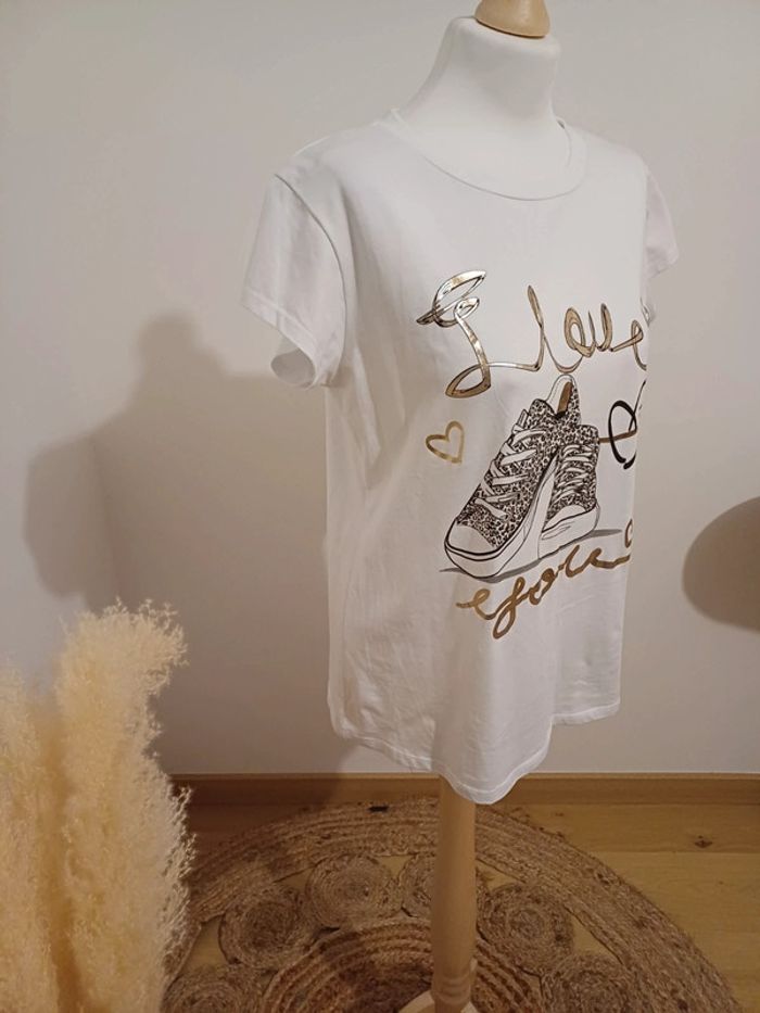 T-Shirt blanc neuf avec motifs Made with Love taille S/M 36/38 - photo numéro 4