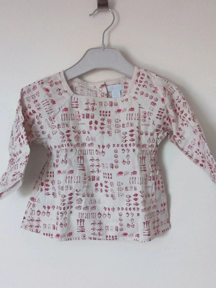 Tee-shirt manche longue Obaibi blanc rouge