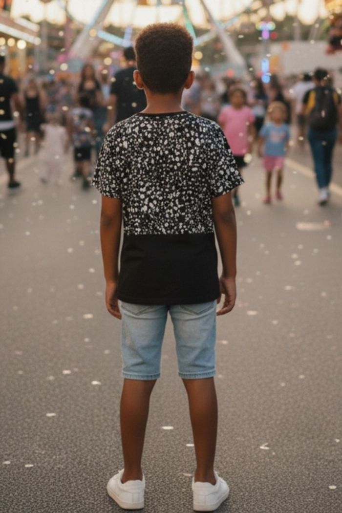 Tee-shirt noir imprimé éclaboussures blanches dany kids 8A - photo numéro 3