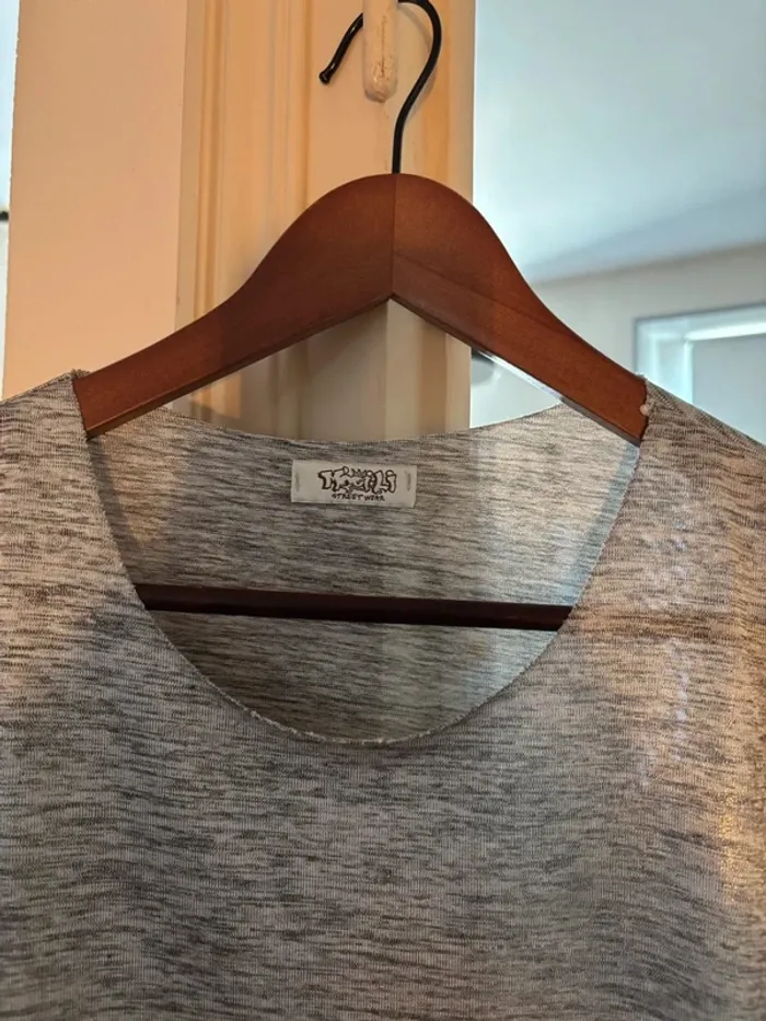 T-shirt gris chiné brillant - Mqoili Street Wear - photo numéro 3
