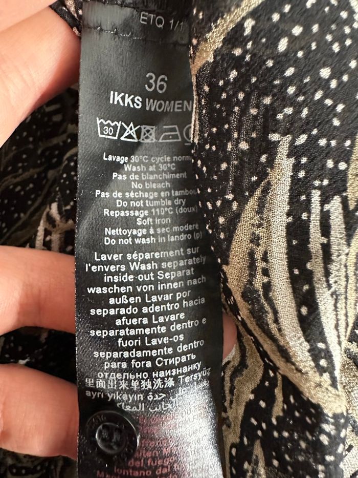 Chemisier bariolé noir blanc beige IKKS T36 S - photo numéro 6