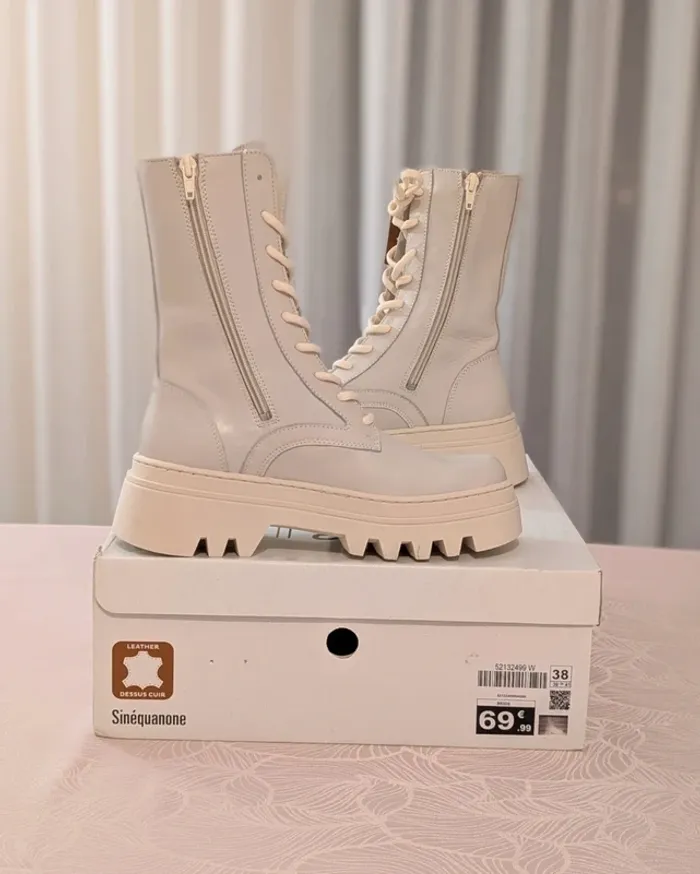Rangers Sinequanone cuir blanc - Taille 38 - Neuves - photo numéro 2