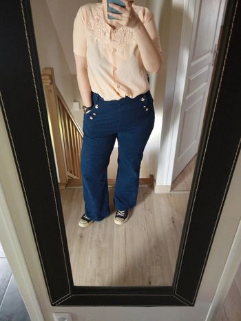 Blouse manches courtes broderies vintage saumon taille m