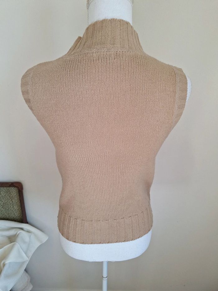 Pull sans manche beige simili cuir t38 #F38M-079 - photo numéro 5