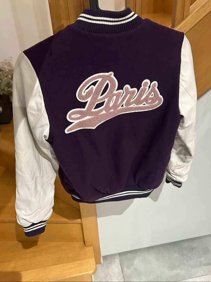 Veste bombers Bonpoint Paris taille 12 ans manches et détail en cuir - photo numéro 4