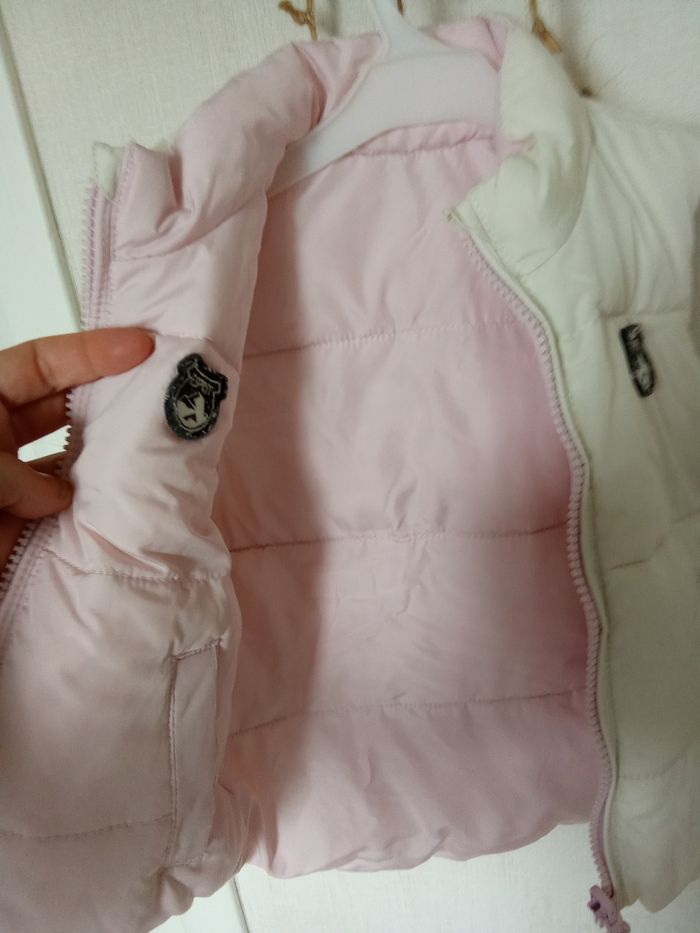Veste, doudoune  matelassée, réversible rose perle, blanc fille 2 ans, 24 mois, mi saison - photo numéro 5