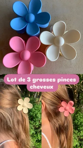 Lot de 3 barrettes pastel cheveux fleurs 🌸 tendance coréenne