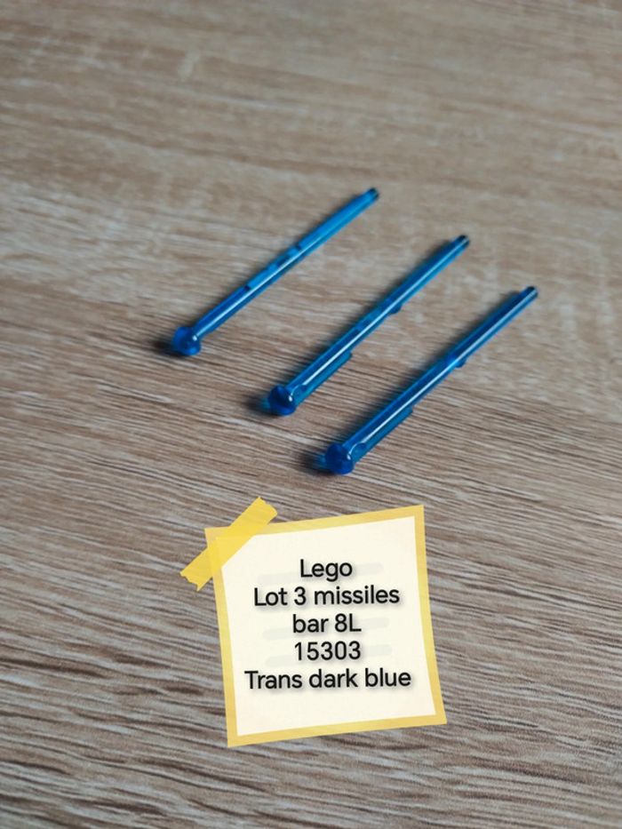 Lego lot 3 missiles projectile 15303 trans dark blue