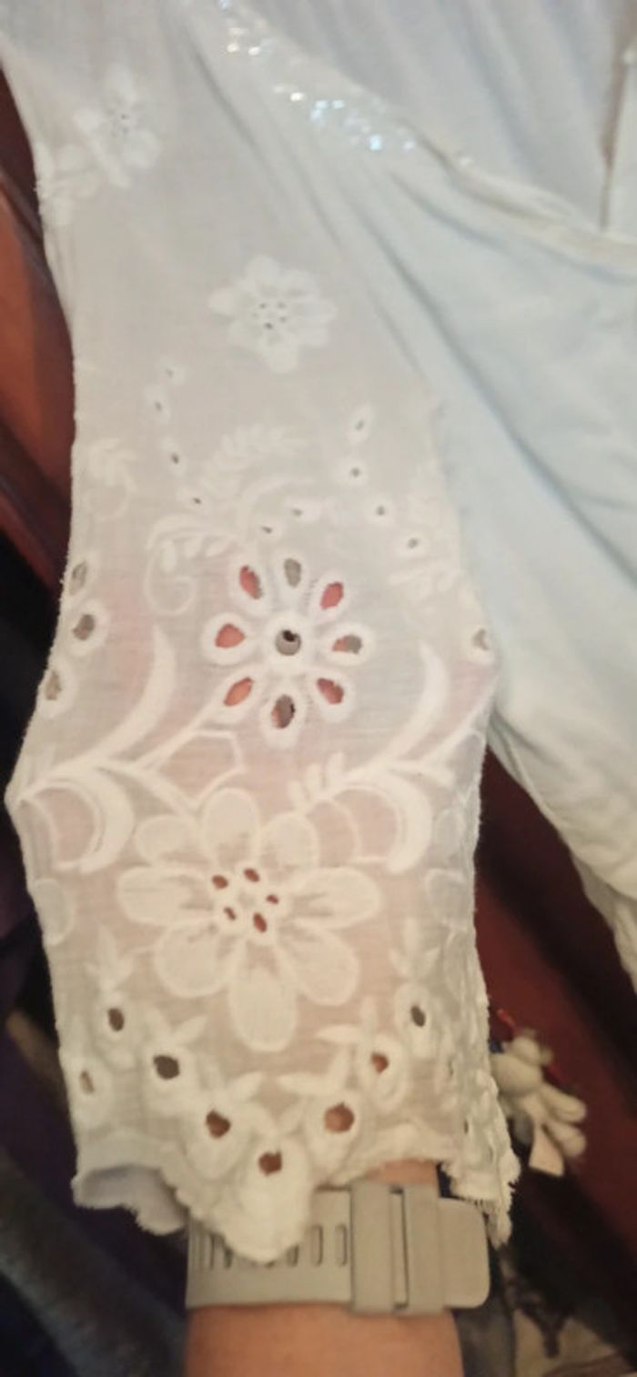 Tunique blanche bohème brodée vintage - photo numéro 2