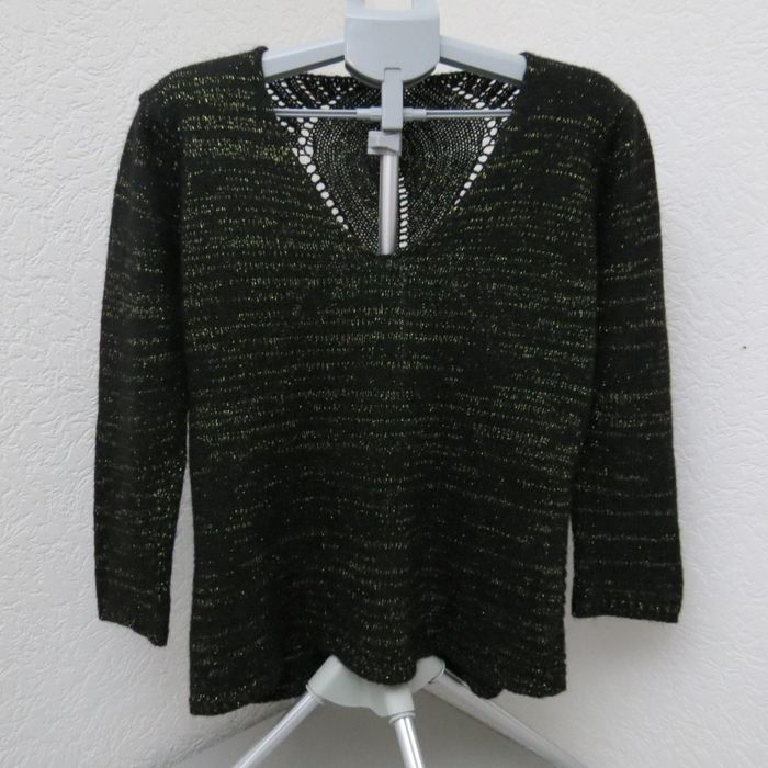 ✨ Pull ajouré noir & doré – Made in Italy – mélange mohair & laine ✨