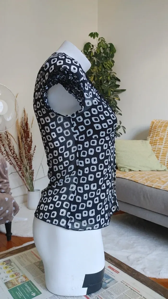 Blouse vintage manches courtes 2 pièces intégrées tissu légère - photo numéro 2