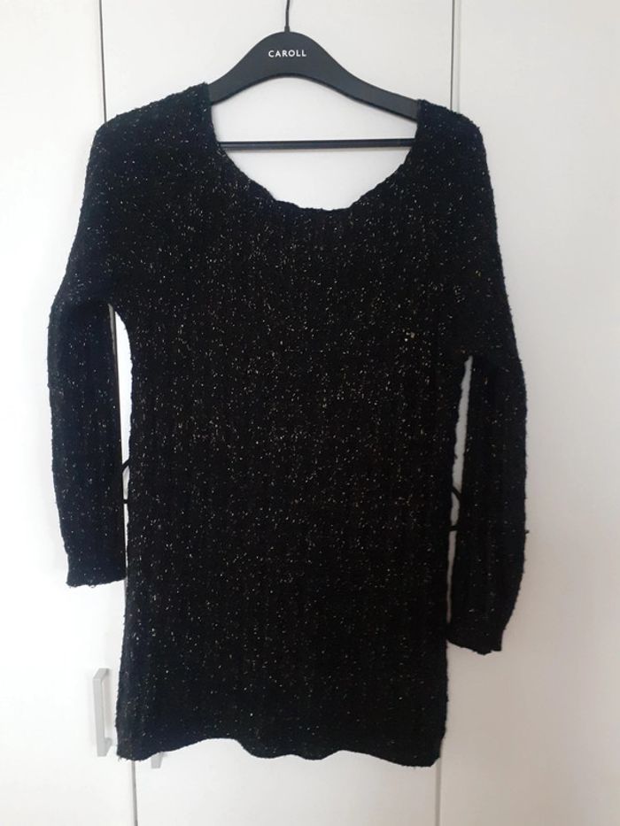 Robe pull noire à filaments dorés taille M - photo numéro 2