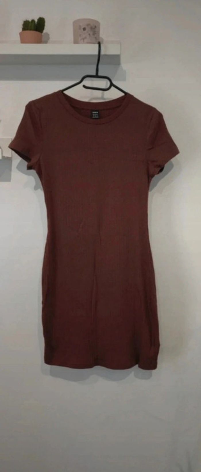 Robe été marron manches courtes
