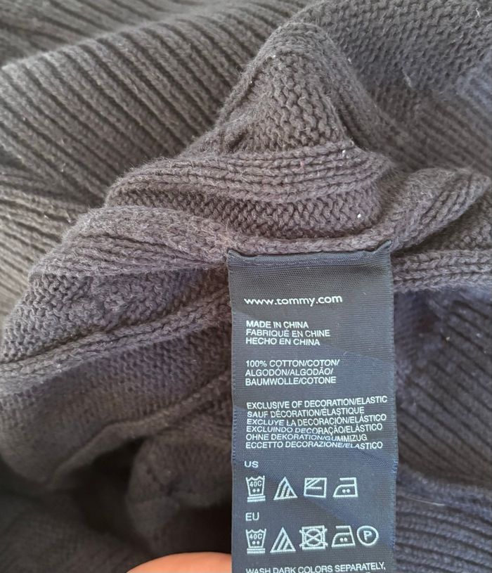 💙 Pull col en V torsadé Tommy Hilfiger Taille L - 100% coton - photo numéro 5