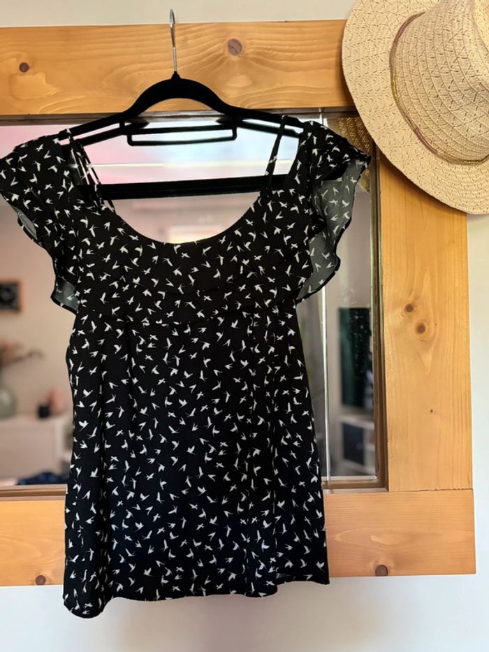 Blouse fantaisie imprimée oiseaux Promod taille s - photo numéro 3