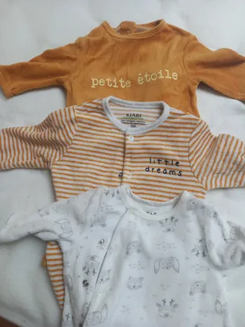 Lot 3 pyjamas éponge coton 1 mois