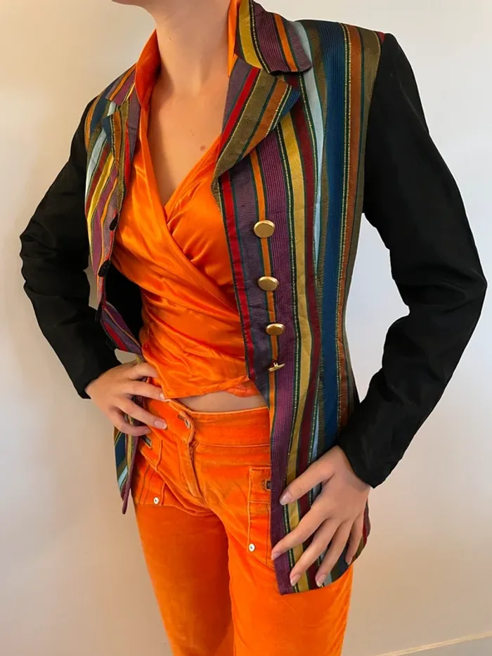 Veste à rayures élégante sombre Tricia Jones 36 - photo numéro 7