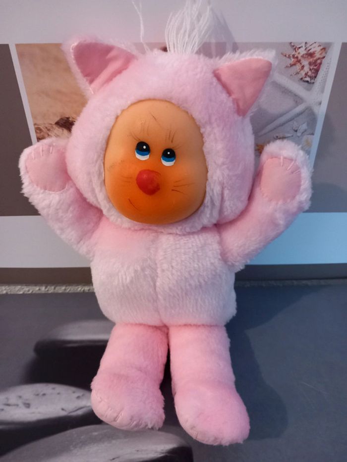 Peluche chat vintage rushton Rubber rose 31cm - photo numéro 2