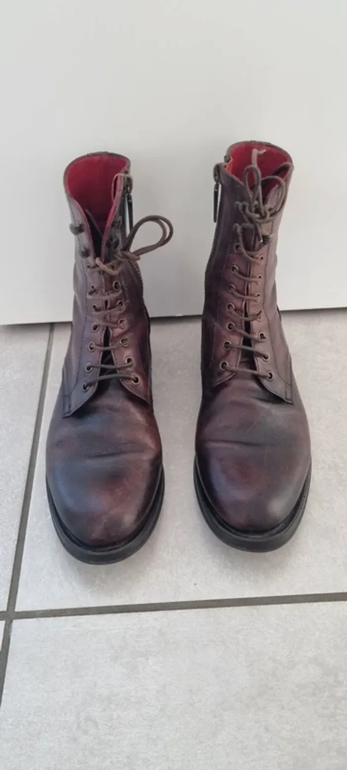 Bottines plates marron bordeaux corvari - photo numéro 3