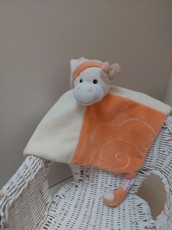 Gipsy - doudou plat carré vache ou girafe orange