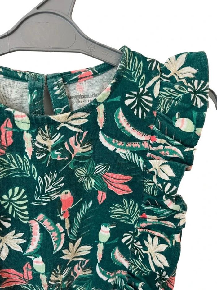 Robe d’été verte (oiseaux et végétaux) - Vertbaudet 6 ans (116cm) - photo numéro 2