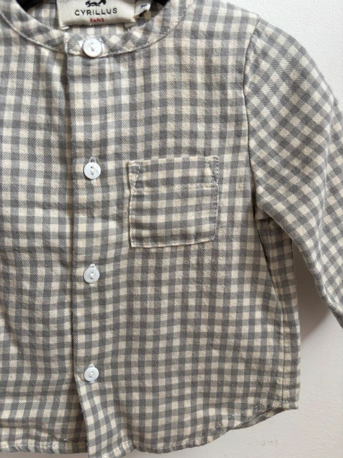 Chemise manches longues mixte grise vichy Cyrillus 3 mois - photo numéro 3