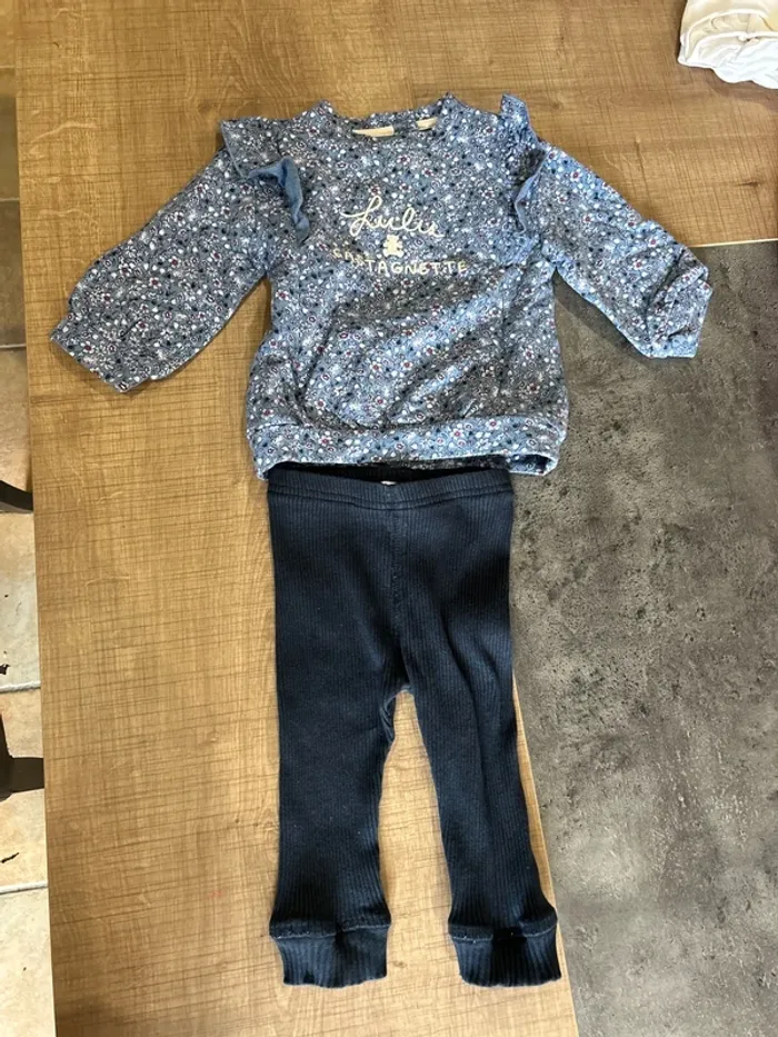 Ensemble legging et sweat col rond bébé fille, lulu castagnette, 18 mois