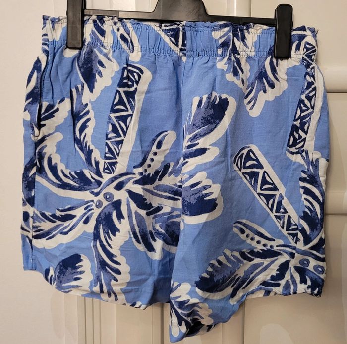 Short tissu lin motifs palmier - H&M - L - photo numéro 2