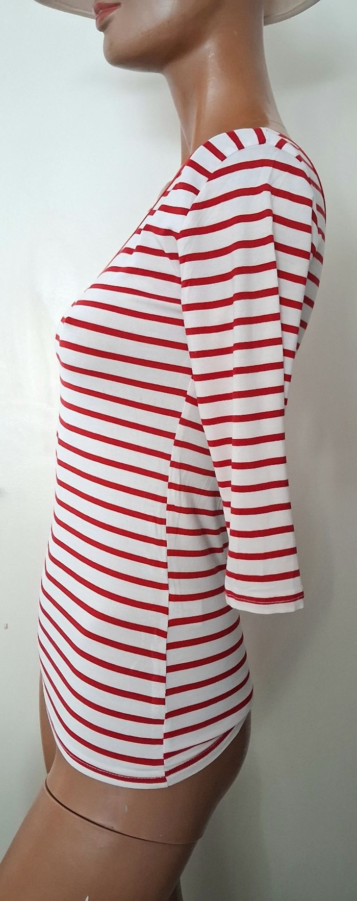 Top marinière rouge blanc Made in Italy manches 3/4 - photo numéro 5