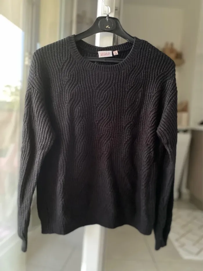 Pull femme noir maille Holà Lola 36
