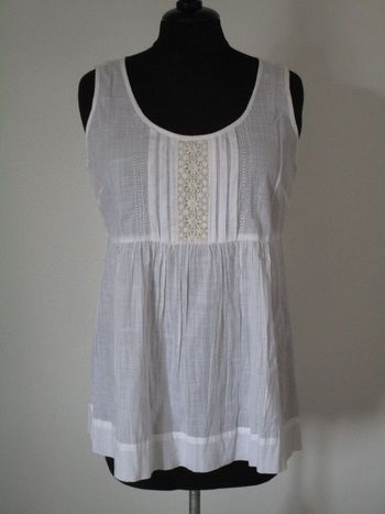 Blouse blanche sans manches Jac Jac 38 NEUVE