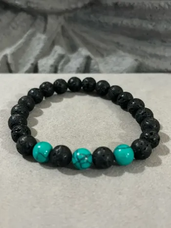 Bracelet chakra en pierres de lave naturelle perles de 8mm sur fil élastique