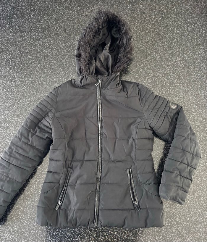 Kiabi - doudoune à capuche cintrée noire fille 12ans