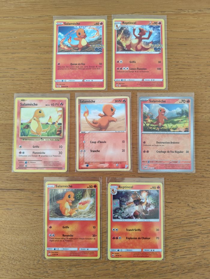 Lot 7 cartes Pokémon salamèche reptincel 151 reverse blox ex trainer kit