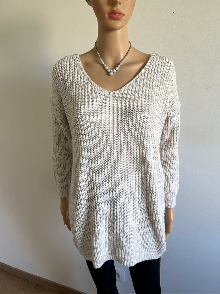 Pull beige à manches longues taille 2 TBE