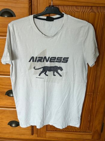 T-shirt blanc imprimé Airness taille L / Logo passé/usé