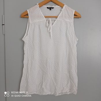 Débardeur blanc à pois t46