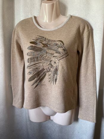 Pull sweat beige pailleté or capteur de rêves 14 ans IKKS