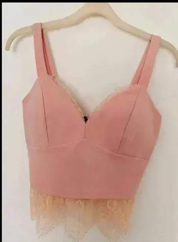 Haut Caraco Rose dentelle Taille 36