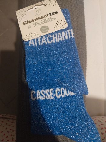 Chaussettes à paillettes bleu Attachante Cassé couille