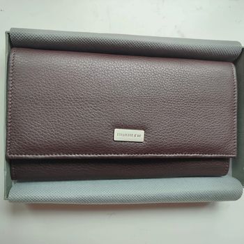 Portefeuille marron en cuir de vachette éléphant d’or