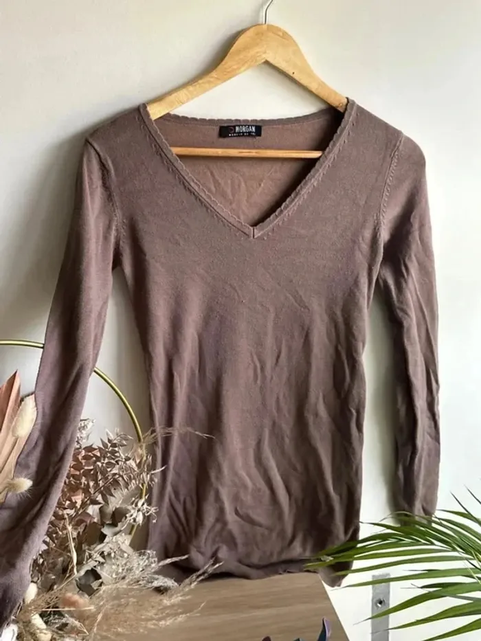 Pull taupe Morgan taille S - photo numéro 2