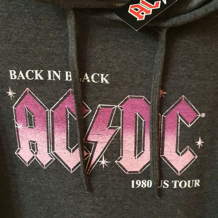 Sweat-shirt AC/DC gris taille L avec capuche et poche centrale - photo numéro 3